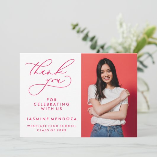 EENVOUDIGE GRILLIGE KALLIGRAFIE AFSTUDEREN DANK U BEDANKKAART (Staand voorkant)