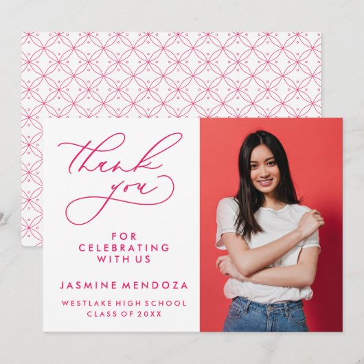 EENVOUDIGE GRILLIGE KALLIGRAFIE AFSTUDEREN DANK U BEDANKKAART (Voorkant / Achterkant)