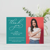 EENVOUDIGE GRILLIGE KALLIGRAFIE AFSTUDEREN DANK U BEDANKKAART (Staand voorkant)