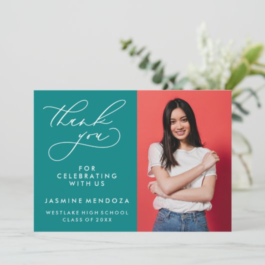 EENVOUDIGE GRILLIGE KALLIGRAFIE AFSTUDEREN DANK U BEDANKKAART (Staand voorkant)