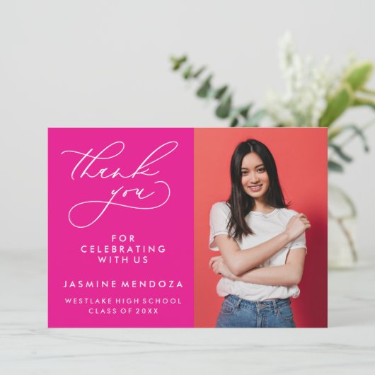 EENVOUDIGE GRILLIGE KALLIGRAFIE AFSTUDEREN DANK U BEDANKKAART (Staand voorkant)