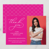 EENVOUDIGE GRILLIGE KALLIGRAFIE AFSTUDEREN DANK U BEDANKKAART (Voorkant / Achterkant)