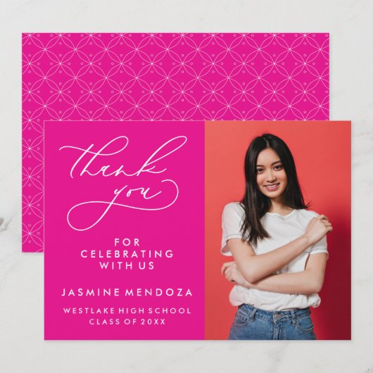 EENVOUDIGE GRILLIGE KALLIGRAFIE AFSTUDEREN DANK U BEDANKKAART (Voorkant / Achterkant)