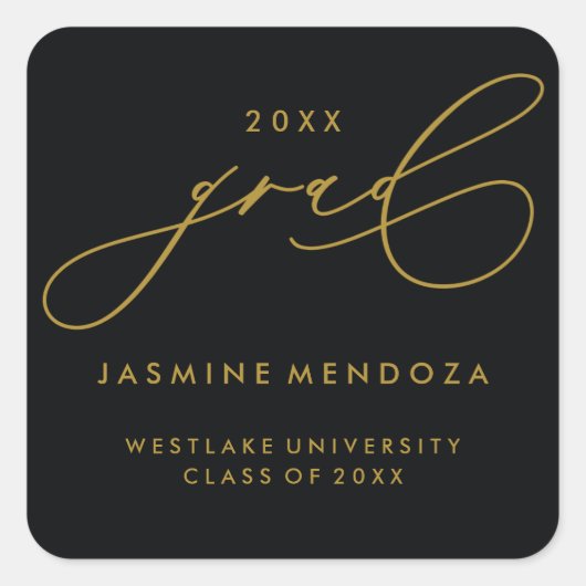 EENVOUDIGE GRILLIGE KALLIGRAFIE AFSTUDEREN STICKER (Voorkant)