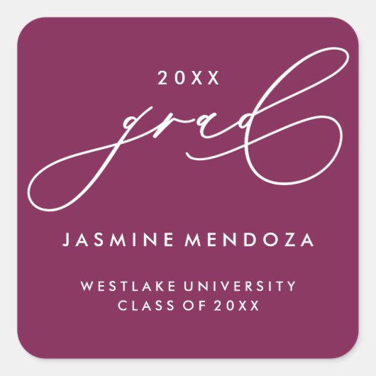 EENVOUDIGE GRILLIGE KALLIGRAFIE AFSTUDEREN STICKER (Voorkant)