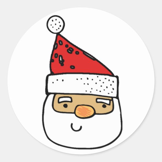 Eenvoudige grillige Kerstman Kerstmis Ronde Sticker (Voorkant)