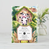 Eenvoudige grillige Koe Birthday Kaart (Staand voorkant)