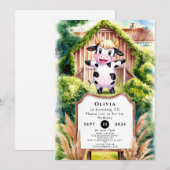 Eenvoudige grillige Koe Birthday Kaart (Voorkant / Achterkant)