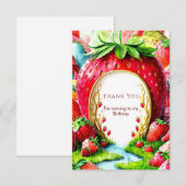 Eenvoudige grillige sappige aardbei verjaardag bedankkaart (Voorkant / Achterkant)
