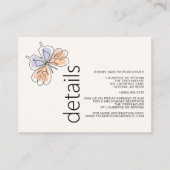 Eenvoudige grillige vlinder koraal en violet informatiekaartje (Voorkant)