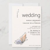 Eenvoudige grillige vlinder koraal en violet kaart (Voorkant)