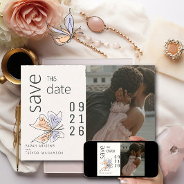 Eenvoudige grillige vlinder koraal en violet kaart