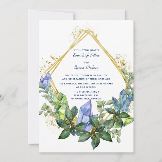 Eenvoudige groen geometrische bruiloft kaart (Voorkant)