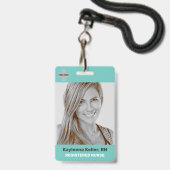 Eenvoudige Groenblauwe Grote Foto Logo Code Templa Badge (Voorzijde met lanyard)