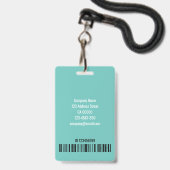 Eenvoudige Groenblauwe Grote Foto Logo Code Templa Badge (Achterkant met lanyard)