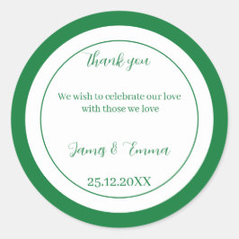 Eenvoudige groene aangepaste bruiloft ronde sticker