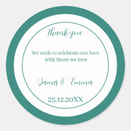 Eenvoudige groene aangepaste bruiloft ronde sticker