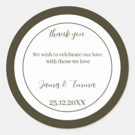 Eenvoudige groene aangepaste bruiloft ronde sticker