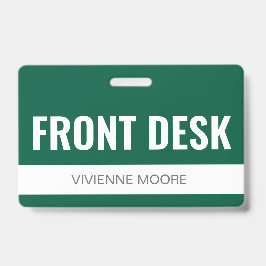 Eenvoudige groene aangepaste hotelreceptie-medewer badge