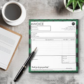Eenvoudige groene aangepaste ruitjesrand factuursj notitieblok