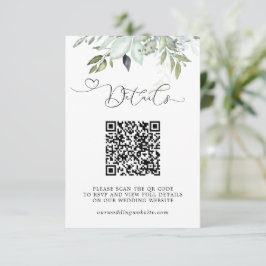 Eenvoudige Groene Beplanting QR Code Huwelijksdeta Informatiekaartje