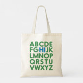 Eenvoudige groene bibliotheek met alfabet tote bag (Achterkant)