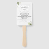 Eenvoudige Groene Blad Bruiloftsprogramma Handvent Handwaaier (Achterkant)