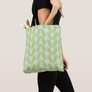 Eenvoudige groene bladeren blauw tote bag