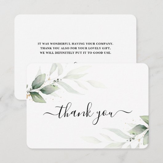 Eenvoudige groene bladeren dankkaart bedankkaart (Voorkant / Achterkant)