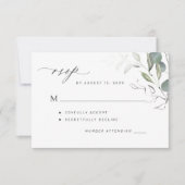 Eenvoudige groene bladeren groen bruiloft RSVP kaartje (Voorkant)