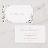 Eenvoudige groene bladeren, roze bloemen, details  informatiekaartje (Voorkant / Achterkant)