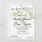 Eenvoudige groene bladgoud glinsterende bruiloftsd kaart (Voorkant)