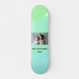 eenvoudige groene blauwe aquarel voeg foto aangepa persoonlijk skateboard
