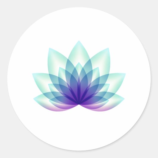 Eenvoudige Groene Blauwe Lotus Bloem Ronde Sticker (Voorkant)