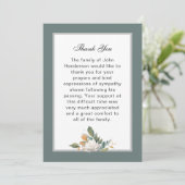 Eenvoudige Groene Bloemen Begrafenis Dank u kaart (Staand voorkant)