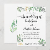 Eenvoudige groene bloemige eucalyptus trouwkaart kaart (Voorkant / Achterkant)