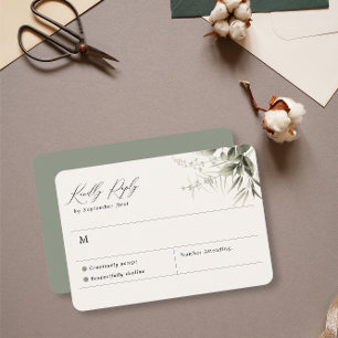 Eenvoudige groene botanische RSVP-kaart RSVP Kaartje