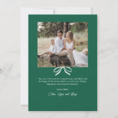 Eenvoudige Groene Bow Ovaal Foto Kerstmis Feestdagenkaart (Achterkant)