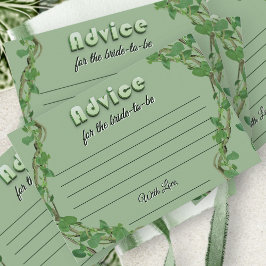 Eenvoudige groene bruidsdouche-advies voor de brui informatiekaartje