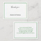 Eenvoudige groene bruiloft dank u notitiekaartje (Voorkant / Achterkant)