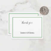Eenvoudige groene bruiloft dank u notitiekaartje (Voorkant / Achterkant in situ)