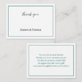 Eenvoudige groene bruiloft dank u notitiekaartje (Voorkant / Achterkant)