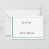 Eenvoudige groene bruiloft dank u notitiekaartje (Voorkant)