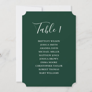 Eenvoudige groene bruiloft zitkaart. Modern script Kaart