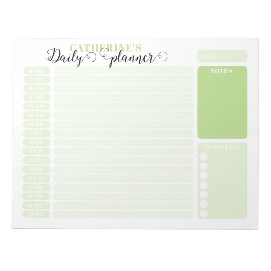 Eenvoudige groene daguurpleister van 6.00 - 10.00  notitieblok (Voorkant)