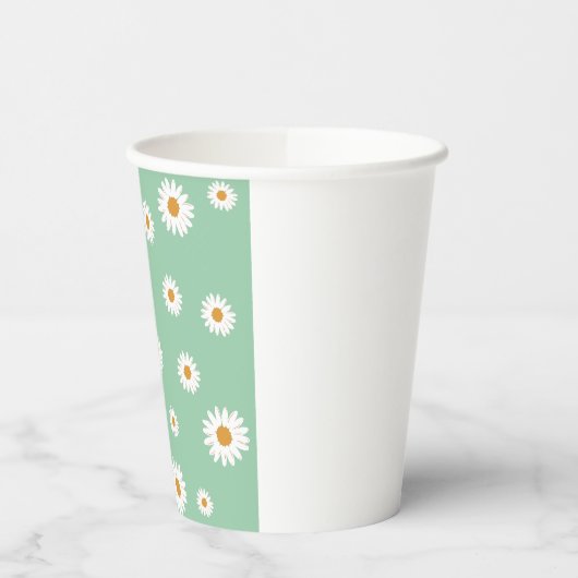 Eenvoudige groene Daisy Thema Paper Cups Papieren Bekers (Links)