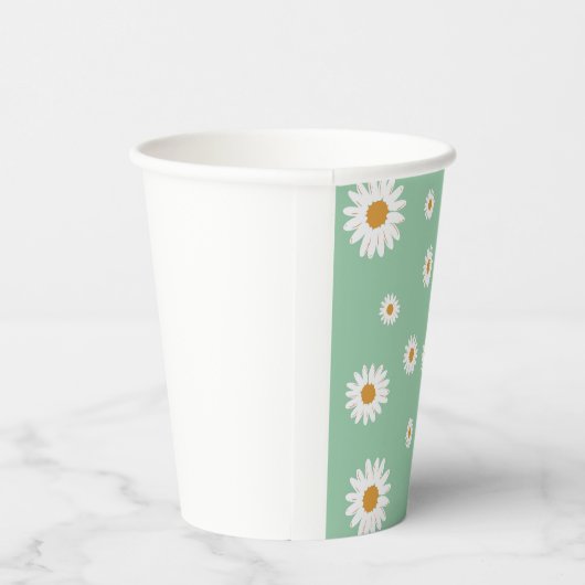 Eenvoudige groene Daisy Thema Paper Cups Papieren Bekers (Rechts)