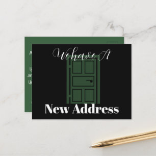 Eenvoudige groene deur nieuwe thuisadresaankondigi briefkaart
