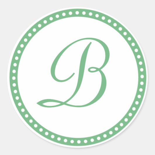 Eenvoudige Groene Dot Monogram Initiaal Sticker (Voorkant)