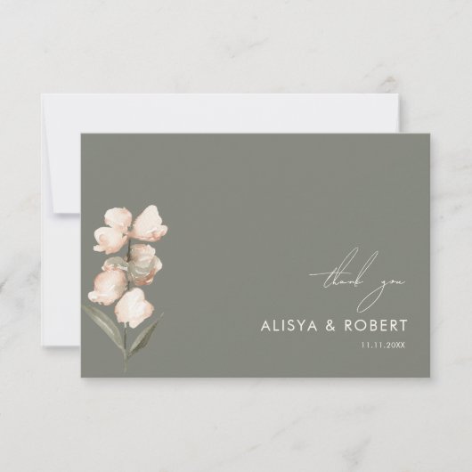 Eenvoudige groene eenvoudige bruiloft Hartelijk da Bedankkaart (Voorkant)